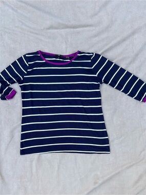🌺Tart 95% Rayon Navy Blue Striped Top - S